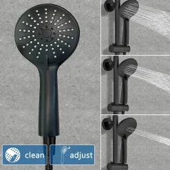 Colonne De Douche Thermostatique|AICA Sanitaire AICA colonne de douche thermostatique avec douche de tête ronde de 200 mm, douchette à main 3 fonctions, noir,hauteur réglable