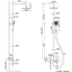 Colonne De Douche Thermostatique|AICA Sanitaire AICA colonne de douche thermostatique avec douche de tête ronde de 200 mm, douchette à main 3 fonctions, noir,hauteur réglable