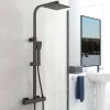 Colonne De Douche Thermostatique|AICA Sanitaire AICA colonne de douche thermostatique noir mat avec douche de tête carrée 20X20cm, réglable en hauteur 730-1150mm