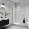 AICA Sanitaire AICA porte de douche battante 90x180cm profilé blanc en 5mm verre anticalcaire Hauteur 180cm Installation en niche