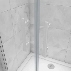 AICA Sanitaire AICA porte de douche battante 90x180cm profilé blanc en 5mm verre anticalcaire Hauteur 180cm Installation en niche