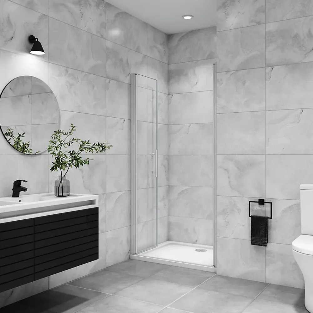 Porte De Douche|AICA Sanitaire AICA porte de douche battante 80x180cm profilé blanc en 5mm verre anticalcaire Hauteur 180cm Installation en niche