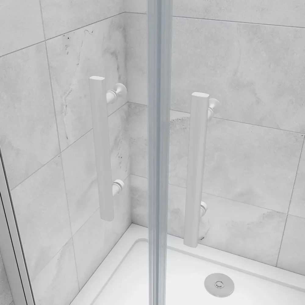 Porte De Douche|AICA Sanitaire AICA porte de douche battante 80x180cm profilé blanc en 5mm verre anticalcaire Hauteur 180cm Installation en niche