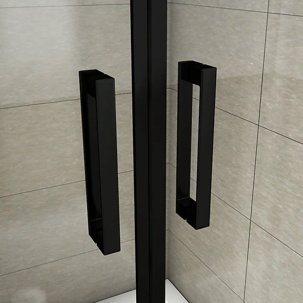AICA Sanitaire Aica Porte De Douche Battante Noir Mat 80x200cm En 8mm Verre Anticalcaire