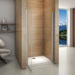 AICA Sanitaire Aica Porte De Douche Battante 85x187cm Porte De Douche Installation En Niche Ouverte Vers L'intérieur Ou L'extérieur