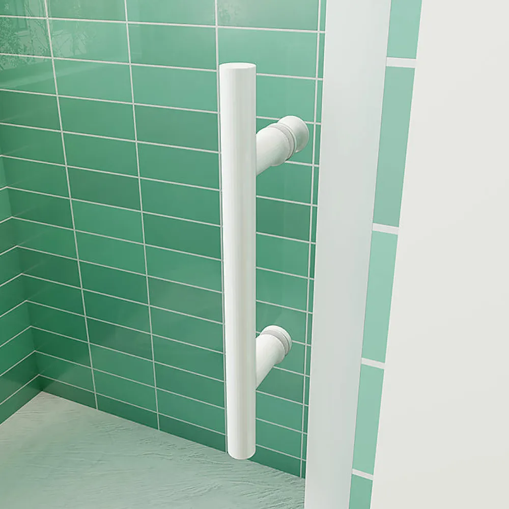 Porte De Douche|AICA Sanitaire Aica Porte De Douche Coulissante 100x190cm Profilé Blanc Installation En Niche