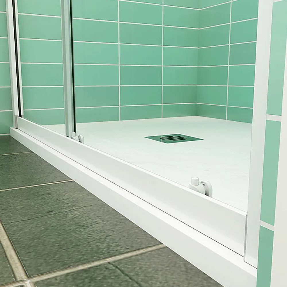 AICA Sanitaire Aica Porte De Douche Coulissante 140x190cm Profilé Blanc Installation En Niche