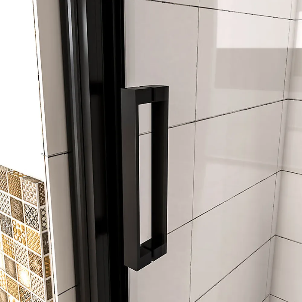 Porte De Douche|AICA Sanitaire Aica Porte De Douche Noir Mat 110x195cm Porte De Douche Avec L'amortisseur Porte Coulissante En 8mm Verre Anticalcaire