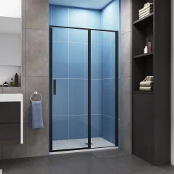 AICA Sanitaire Aica porte de douche pivotante 120cm en 6mm verre anticalcaire Installation en niche porte de douche noire Hauteur 185cm