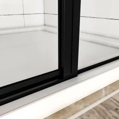 AICA Sanitaire Aica porte de douche pivotante 100x185cm noir mat en 6mm verre anticalcaire installation en niche
