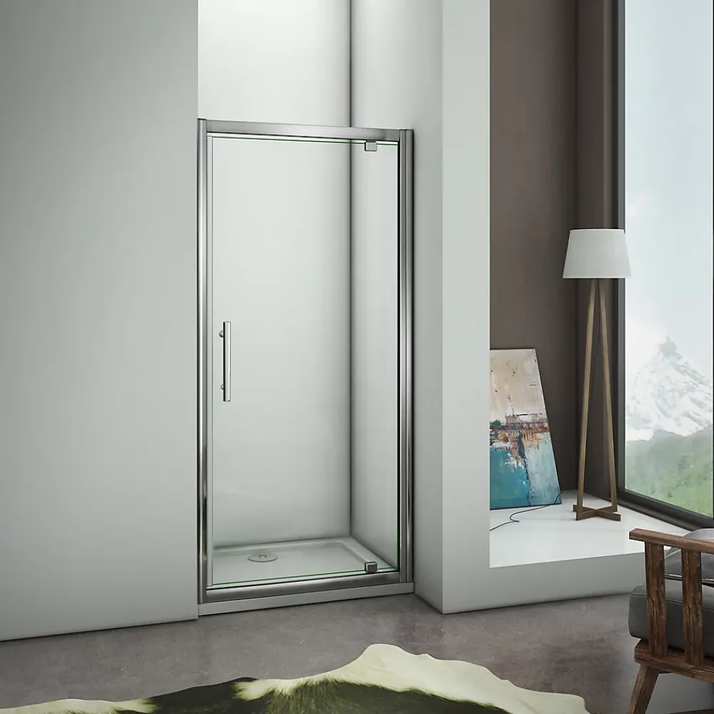 Porte De Douche|AICA Sanitaire Aica Porte De Douche 80x185 Cm Porte Pivotante Installation En Niche Verre Securit