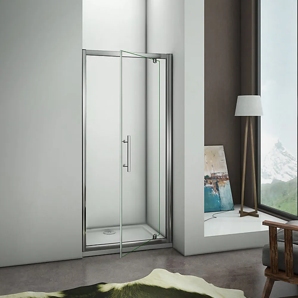 Porte De Douche|AICA Sanitaire Aica Porte De Douche 80x185 Cm Porte Pivotante Installation En Niche Verre Securit
