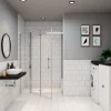 AICA Sanitaire AICA porte de douche 100x185cm en verre anticalcaire 2 verres mobile et un verre fixé