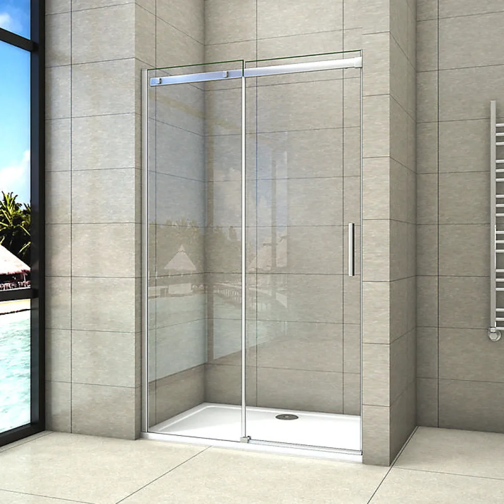 Porte De Douche|AICA Sanitaire Aica Porte De Douche 150x195cm Coulissante En Niche En 8mm Verre Anticalcaire