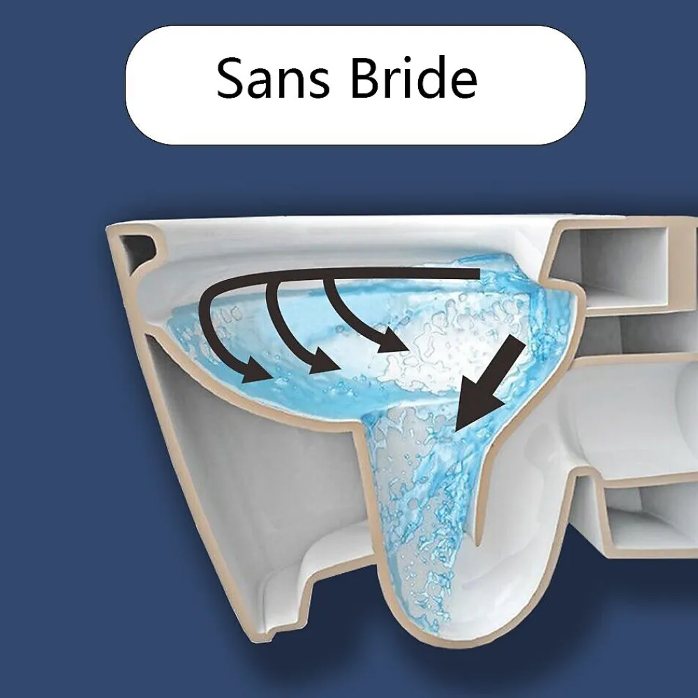 AICA Sanitaire AICA WC Suspendu Sans Bride Avec Abattant Soft-Close - Blanc 52,5x36x36cm