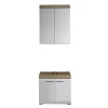 Trend Team AMANDA - Ensemble salle de bain 2 pièces. mélaminé couleur chêne/blanc brillant L - H - P : 60 - 190 - 34 cm