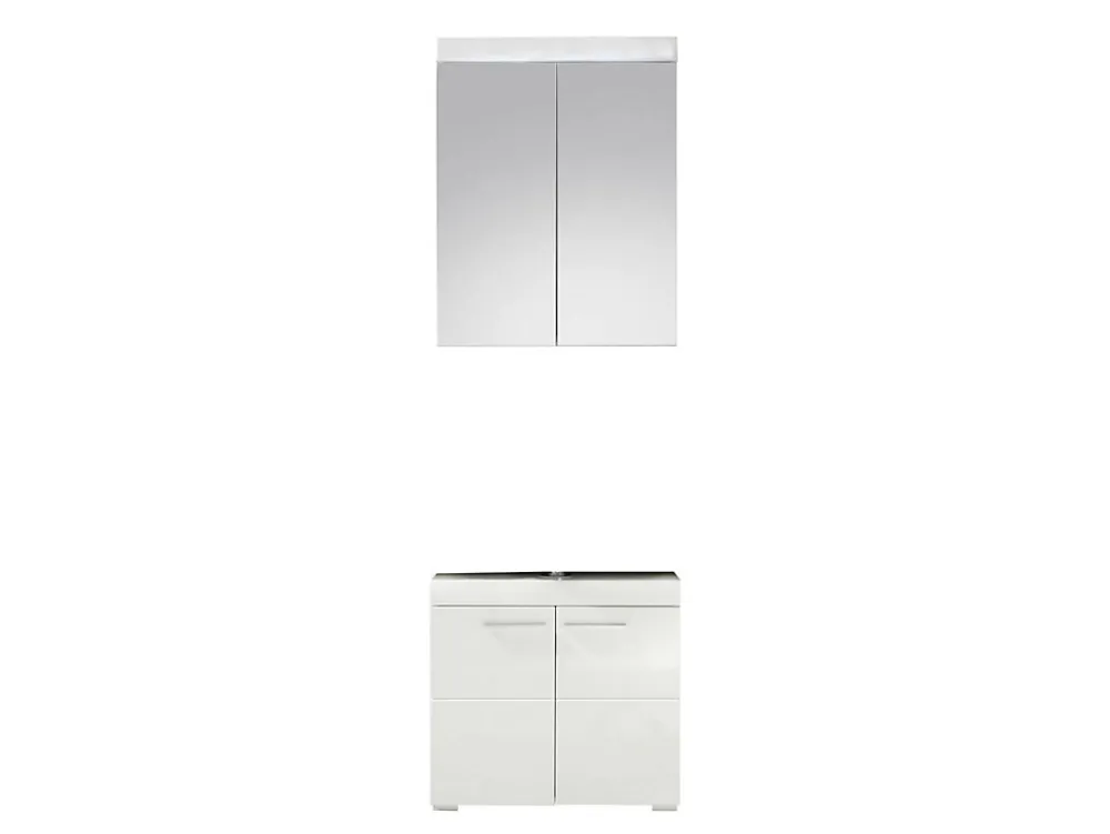 Meuble De Salle De Bains Faible Profondeur|Trend Team AMANDA - Ensemble salle de bain 2 pièces. mélaminé Blanc Brillant L - H - P : 60 - 190 - 34 cm