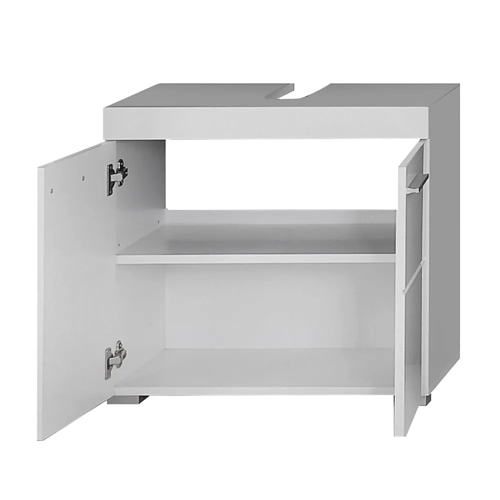 Meuble De Salle De Bains Faible Profondeur|Trend Team AMANDA - Ensemble salle de bain 2 pièces. mélaminé Blanc Brillant L - H - P : 60 - 190 - 34 cm