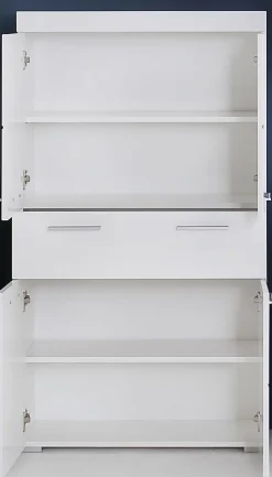 Trend Team AMANDA - Meuble de salle de bain mélaminé - Meuble Commode. Blanc brillant. L-H-P : 73 - 132 - 31 cm