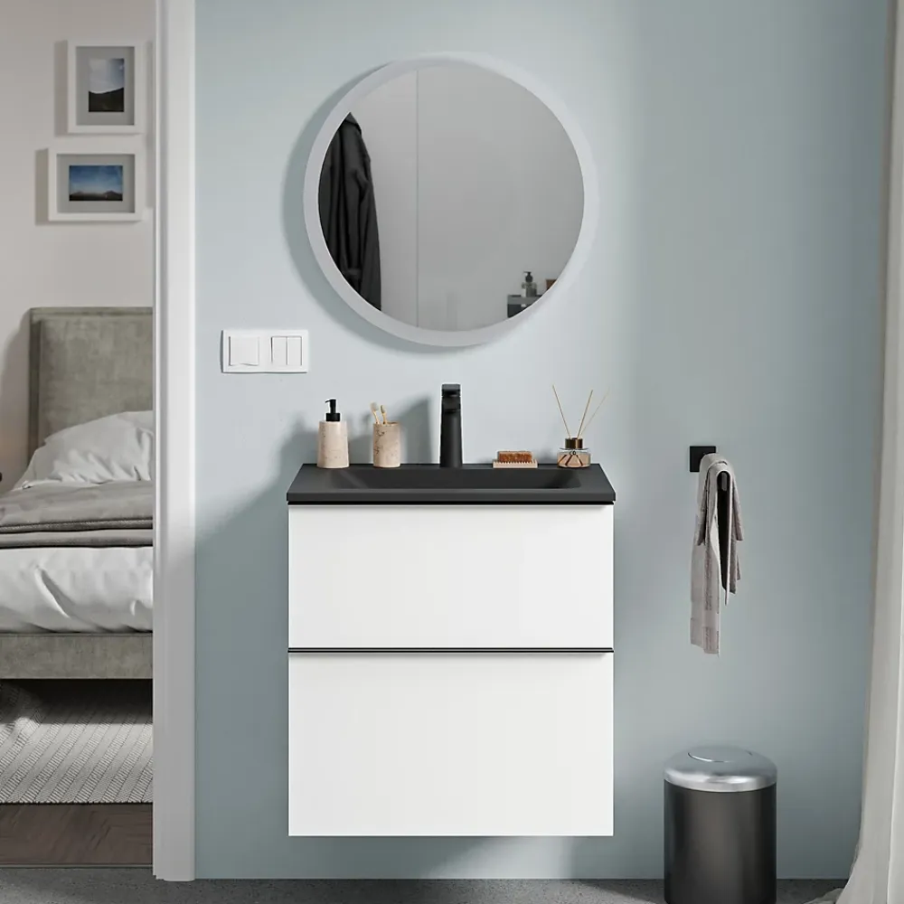 Bernstein Amoire de toilette suspendue 40x19x72,5cm (LxPxH), 1 porte mirroir, éclairage LED + prise électrique, Charnières mobiles, NEO