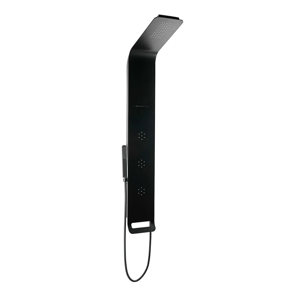 Anima Colonne de douche murale en aluminium avec mitigeur 4 fonctions, cascade et jets massants, noir (ALUSHOWERC)