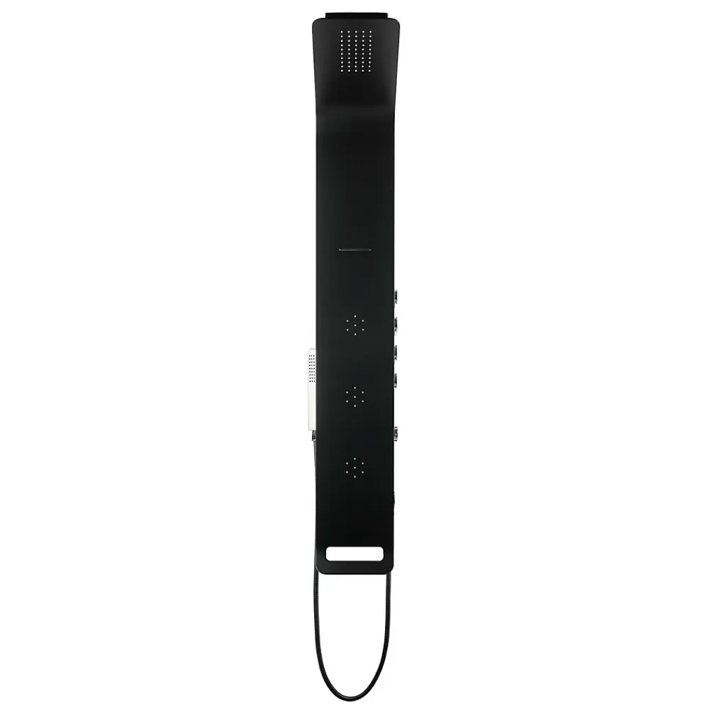 Anima Colonne de douche murale en aluminium avec mitigeur 4 fonctions, cascade et jets massants, noir (ALUSHOWERC)