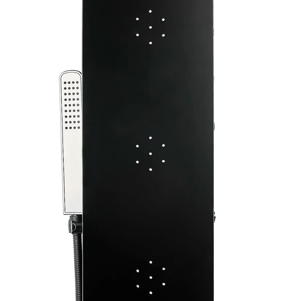 Anima Colonne de douche murale en aluminium avec mitigeur 4 fonctions, cascade et jets massants, noir (ALUSHOWERC)