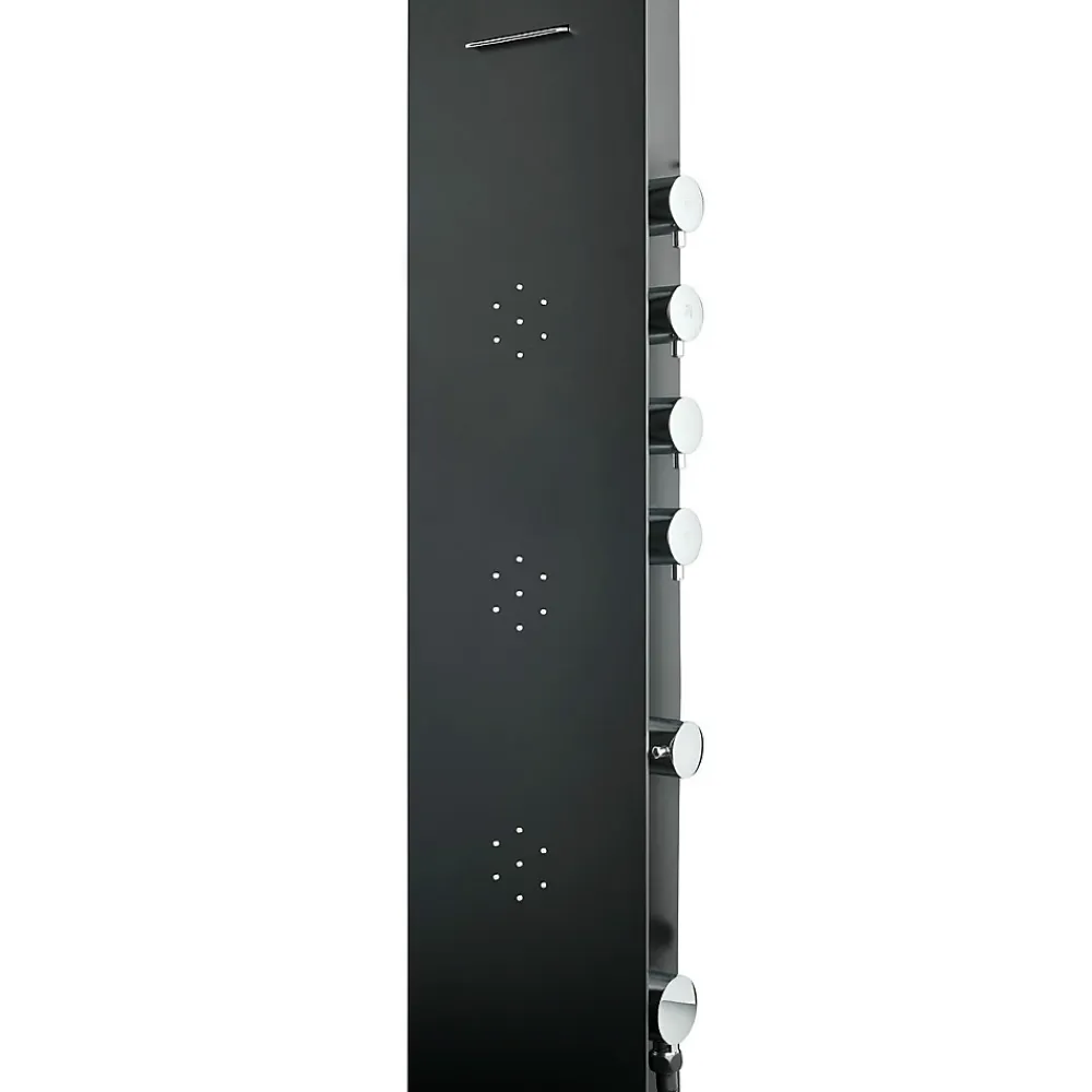 Anima Colonne de douche murale en aluminium avec mitigeur 4 fonctions, cascade et jets massants, noir (ALUSHOWERC)