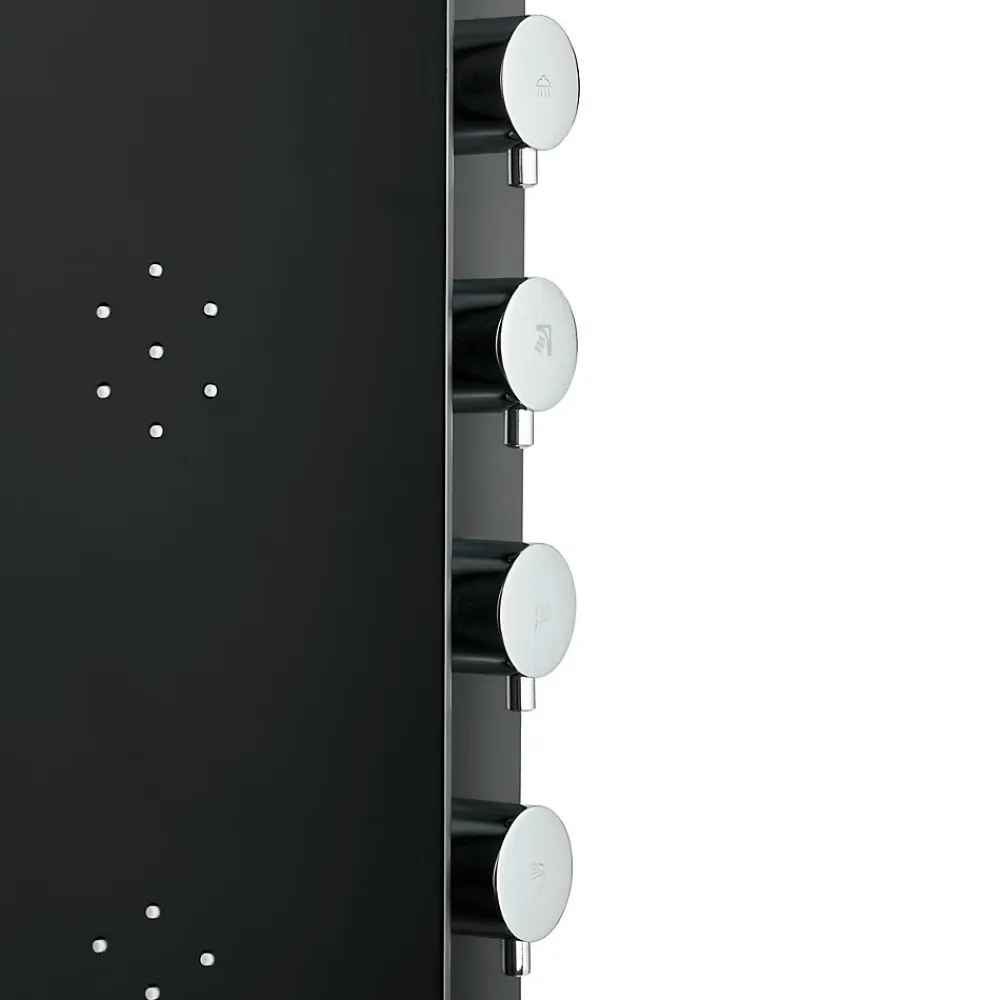 Anima Colonne de douche murale en aluminium avec mitigeur 4 fonctions, cascade et jets massants, noir (ALUSHOWERC)