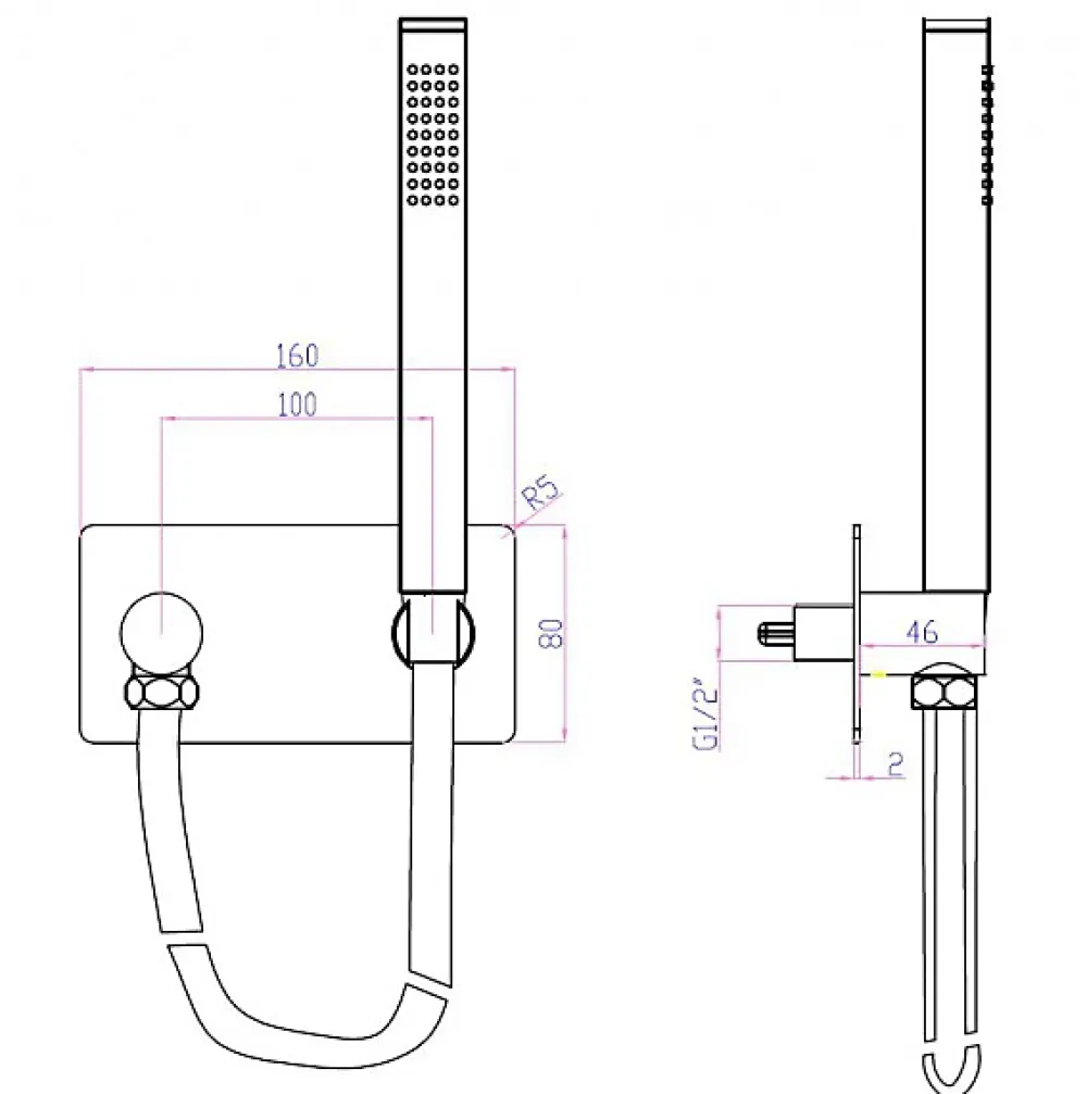 Pommeau De Douche, Flexible Et Barre De Douche|Bernstein Applique murale avec support de douche CZT050B - y compris douchette à main et flexible