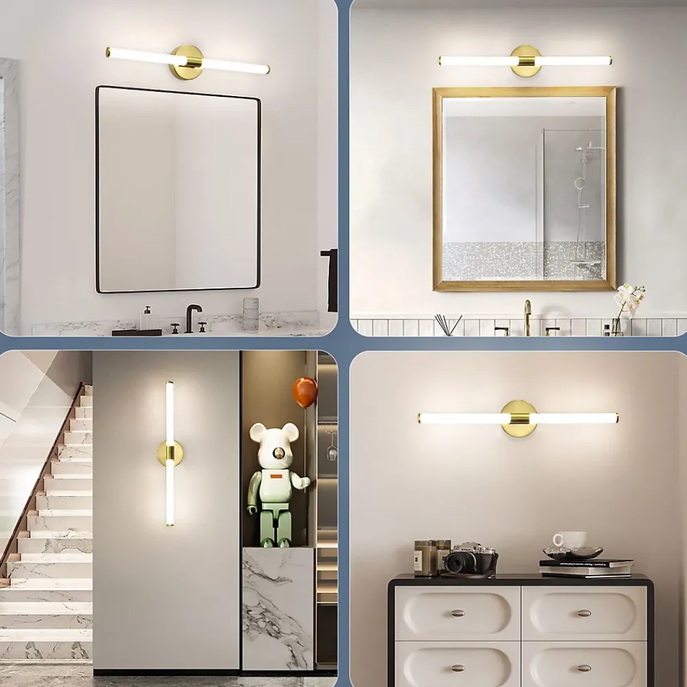 Miroir Lumineux|Nettlife Applique murale de salle de bain à LED 8W, lampe de salle de bain, applique murale 4000K IP44