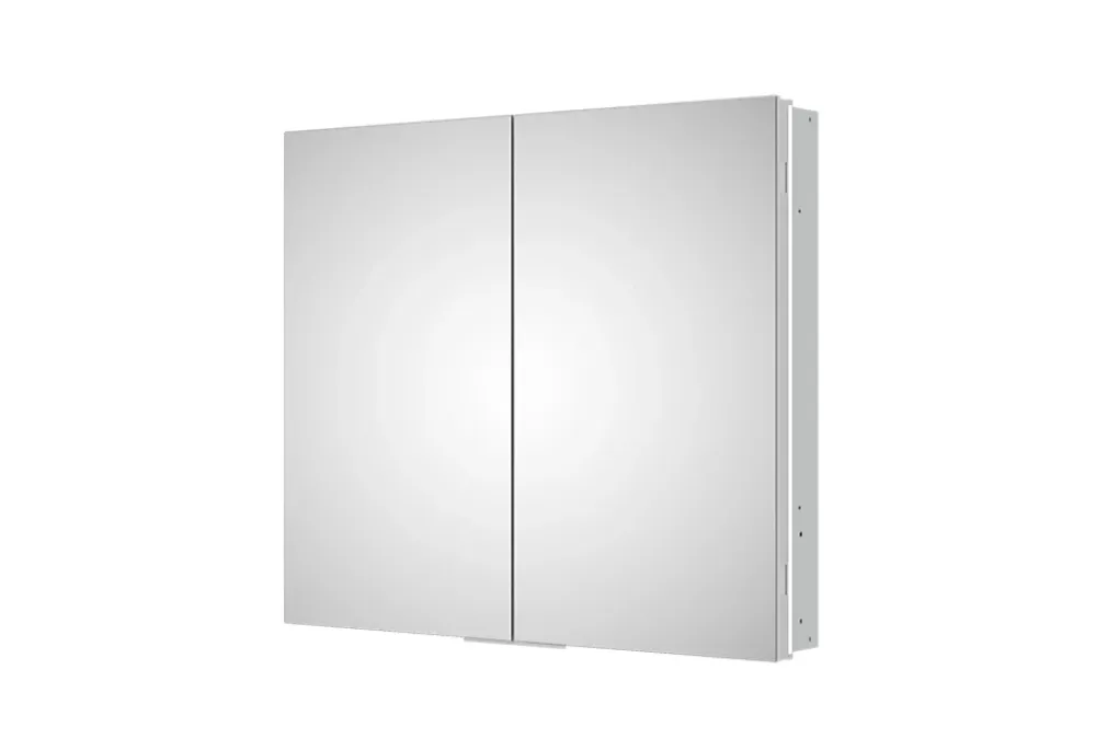 Armoire De Toilette|Bernstein Armoire à glace aluminium murale salle de bain et toilettes, étagère avec miroir avec LED encastrée + prise, UP7012, H.70cmxL.80cm