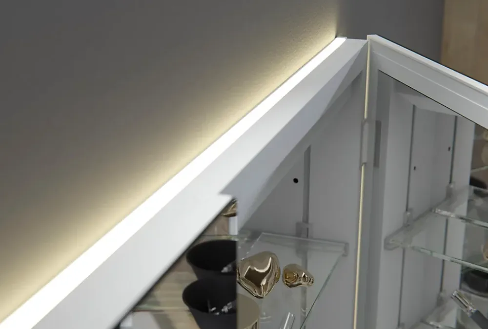 Armoire De Toilette|Bernstein Armoire à glace aluminium murale salle de bain et toilettes, étagère avec miroir avec LED encastrée + prise, UP7012, H.70cmxL.80cm