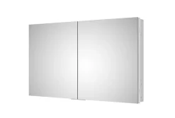 Bernstein Armoire à glace aluminium murale salle de bain + toilettes, étagère avec miroir avec LED encastrée + prise, UP7012, H.70cmxL.120cm