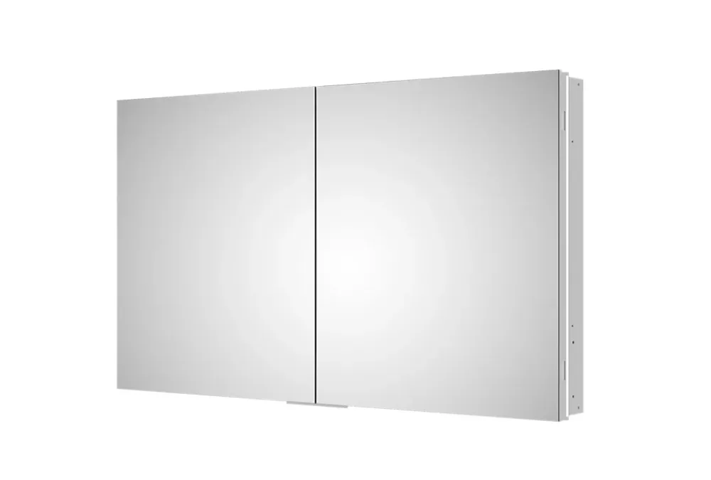 Bernstein Armoire à glace aluminium murale salle de bain + toilettes, étagère avec miroir avec LED encastrée + prise, UP7012, H.70cmxL.120cm