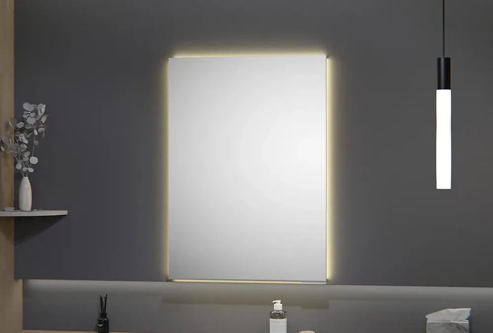 Armoire De Toilette|Bernstein Armoire à glace aluminium murale salle de bain + toilettes, étagère + miroir LED encastrée + prise, UP7012, H.70cm, Largeur 50cm