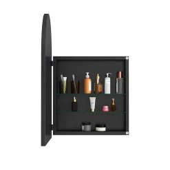 Armoire De Toilette|ProximaX Armoire à miroir cintrée noire avec cadre métal, armoire murale à étagères réglables, rangement salle de bain