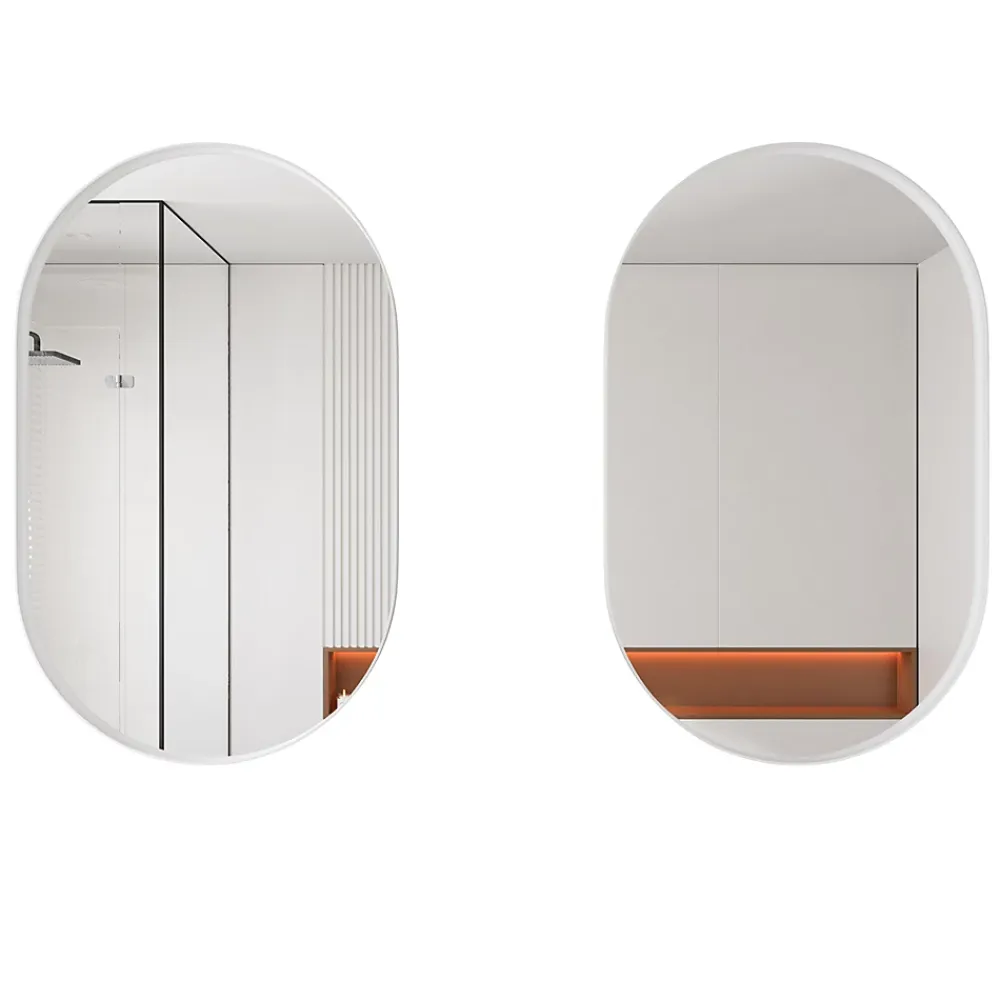 ProximaX Armoire à miroir ovale blanche avec cadre métal, armoire murale à étagères réglables, rangement salle de bain, salon ou chambre