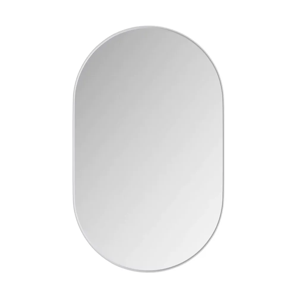 ProximaX Armoire à miroir ovale blanche avec cadre métal, armoire murale à étagères réglables, rangement salle de bain, salon ou chambre