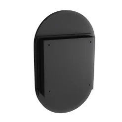 Armoire De Toilette|Okwish Armoire à Miroir Ovale Murale avec Cadre Métallique Noir - Meuble de Salle de Bain avec Étagères Réglables, 51.5x85 cm, Noir