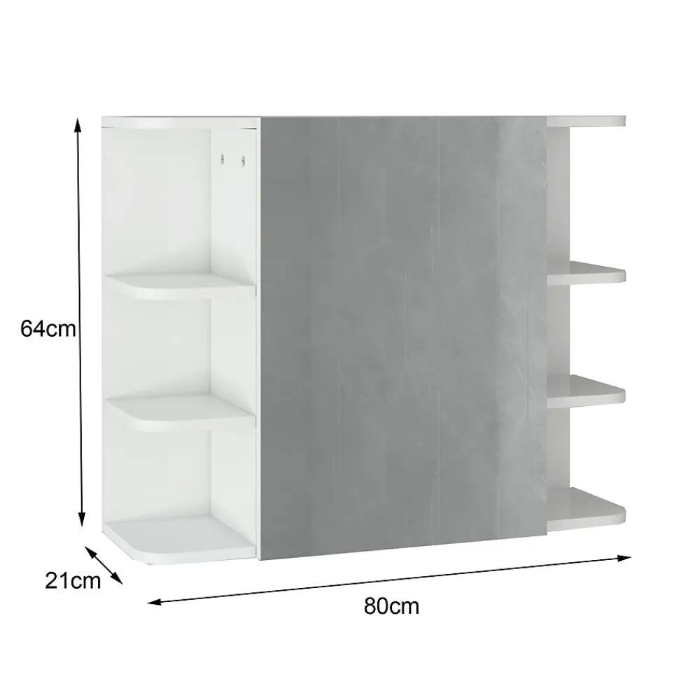 Armoire De Toilette|Ml-Design Armoire à miroir salle de bain meuble cabinet toilette murale blanc 80x64x21 cm