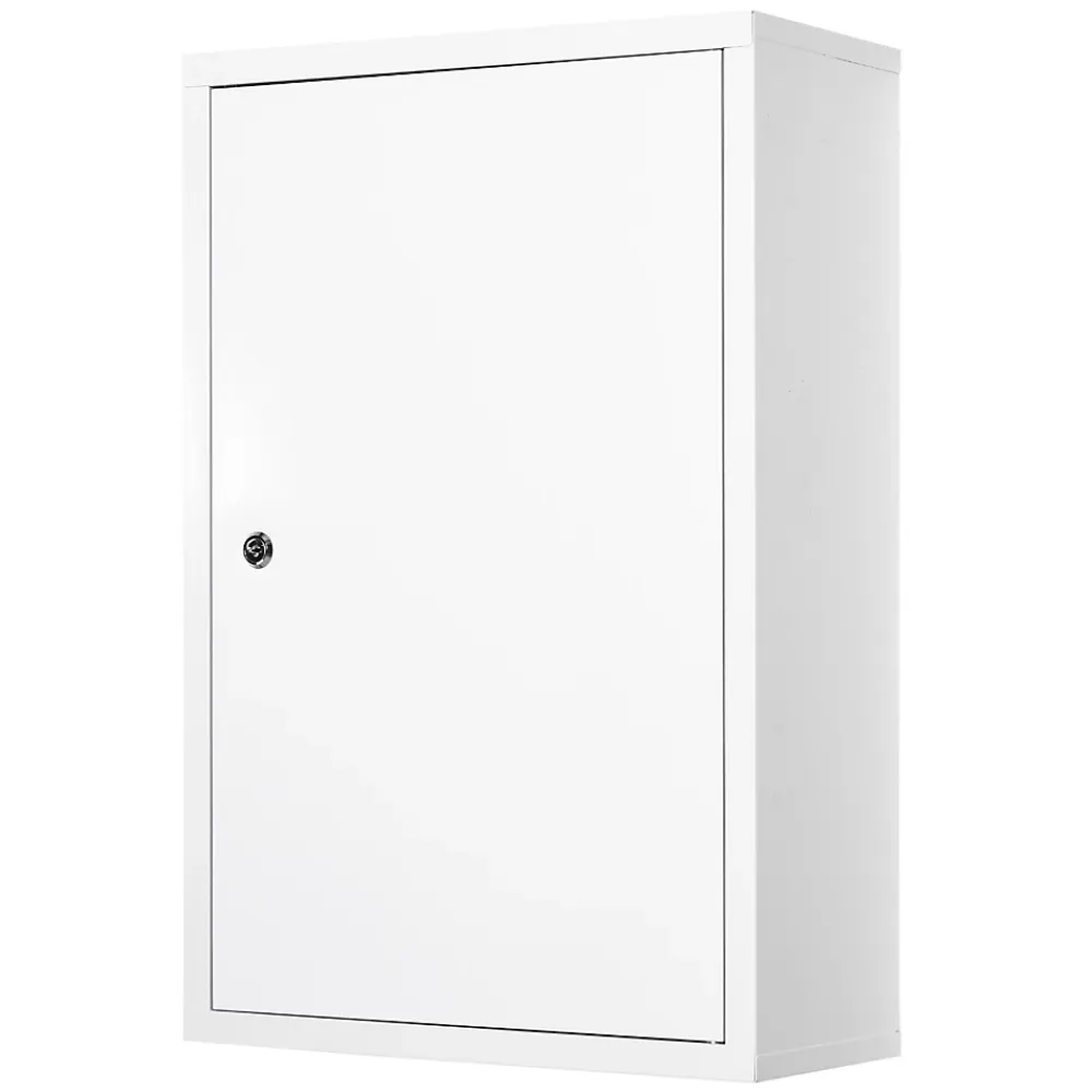 Armoire De Toilette|kleankin Armoire à pharmacie 2 étagères 3 niveaux verrouillable dim. 40L x 18l x 60H cm 2 clés métal blanc