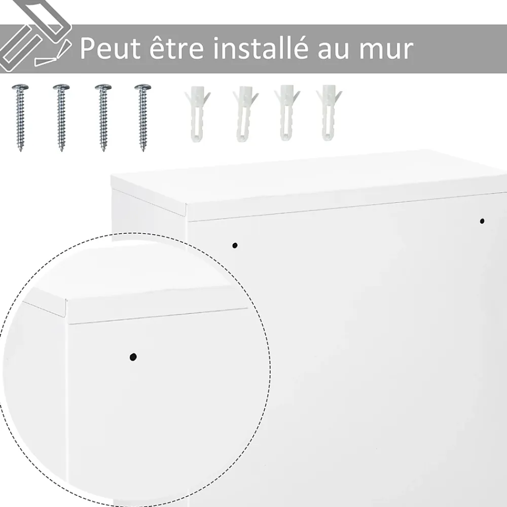Armoire De Toilette|kleankin Armoire à pharmacie 2 étagères 3 niveaux verrouillable dim. 40L x 18l x 60H cm 2 clés métal blanc