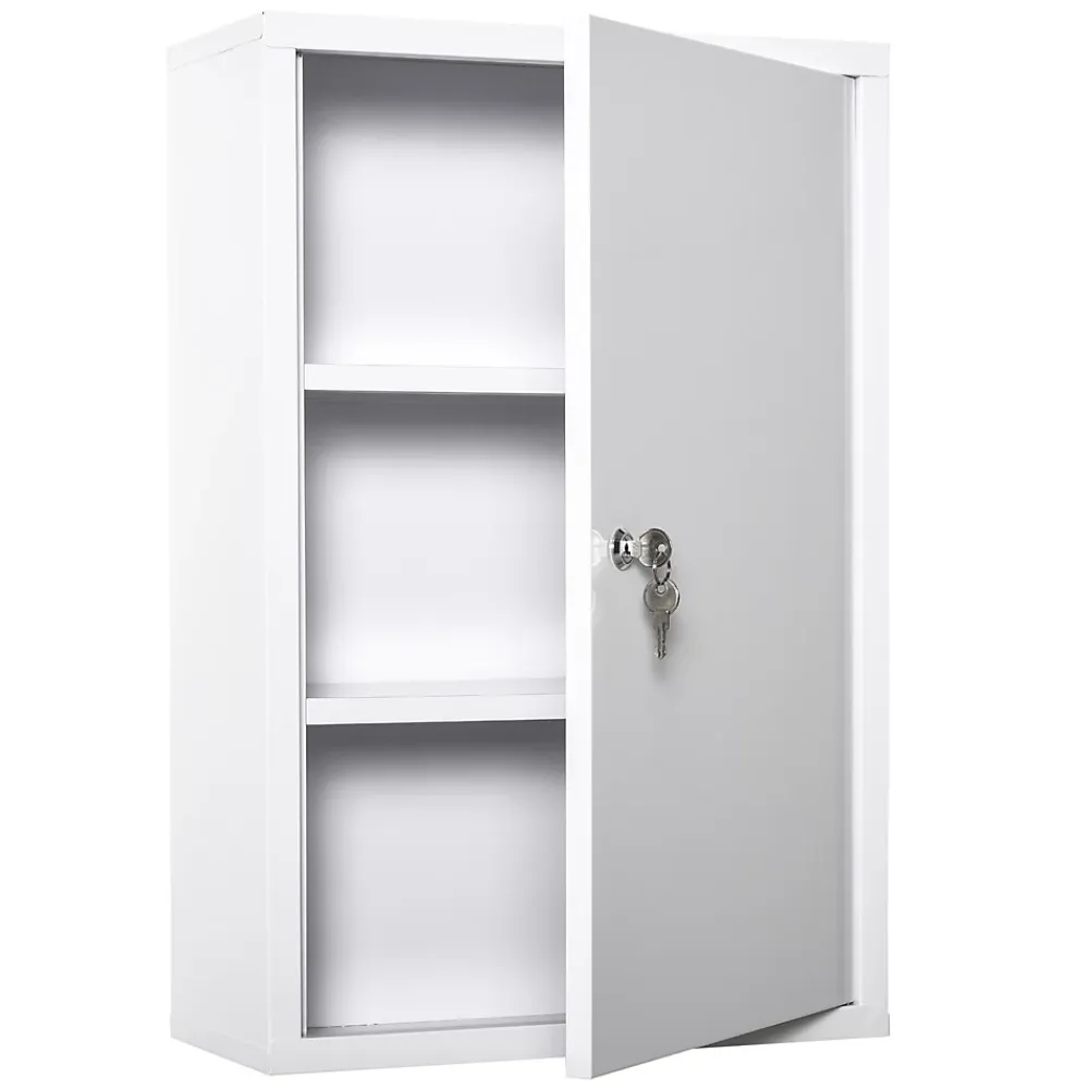 Armoire De Toilette|kleankin Armoire à pharmacie 2 étagères 3 niveaux verrouillable dim. 40L x 18l x 60H cm 2 clés métal blanc