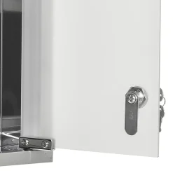 Armoire De Toilette|kleankin Armoire à pharmacie 2 étagères 3 niveaux 20L x 12l x 58H cm porte verre trempé symbole croix acier inox.