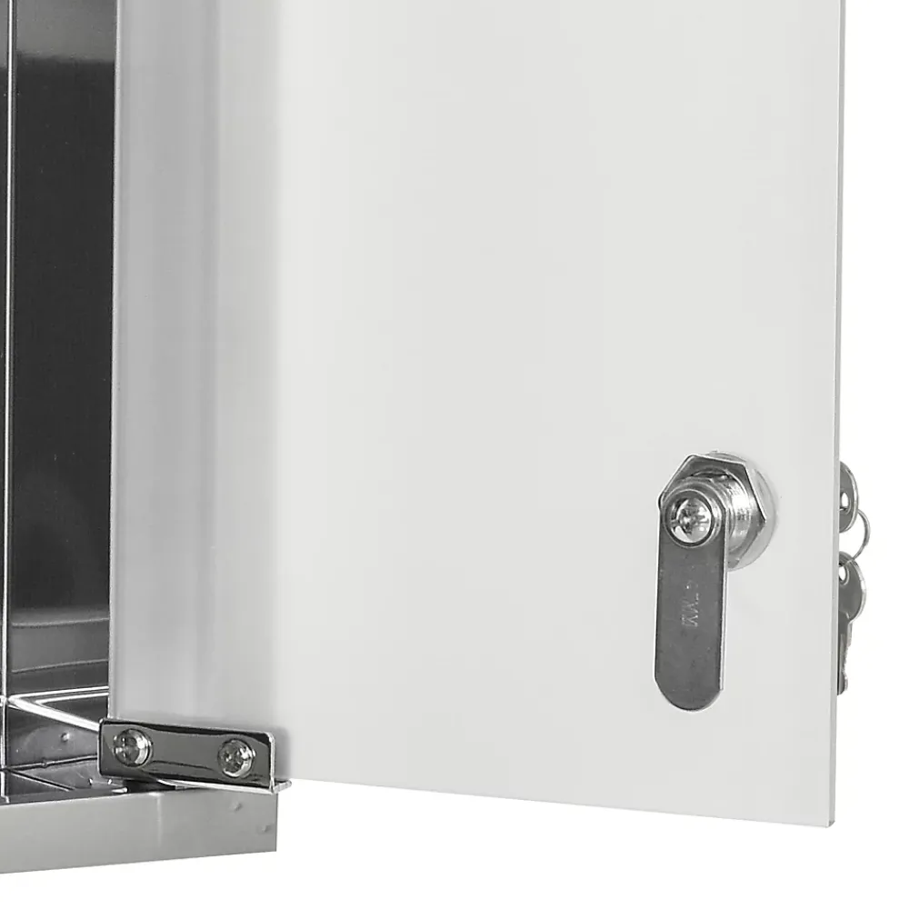 Armoire De Toilette|kleankin Armoire à pharmacie 2 étagères 3 niveaux 20L x 12l x 58H cm porte verre trempé symbole croix acier inox.