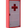 Homcom Armoire à pharmacie 3 étagères 4 niveaux verrouillable porte verre trempé dépoli logo croix 30L x 12l x 60H cm acier inox rouge