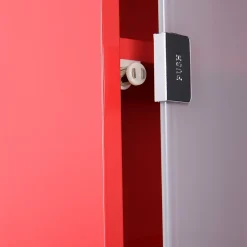 Homcom Armoire à pharmacie 3 étagères 4 niveaux verrouillable porte verre trempé dépoli logo croix 30L x 12l x 60H cm acier inox rouge