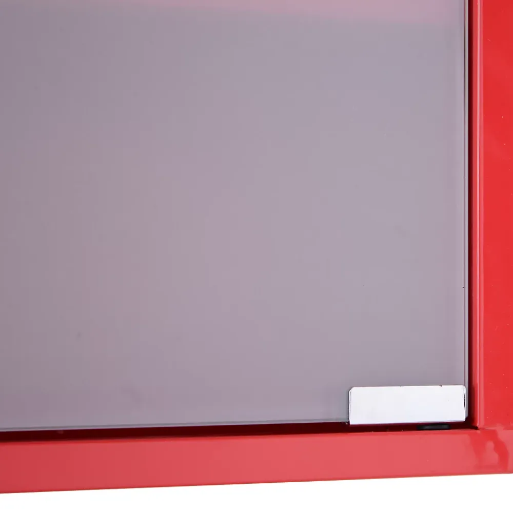 Homcom Armoire à pharmacie 3 étagères 4 niveaux verrouillable porte verre trempé dépoli logo croix 30L x 12l x 60H cm acier inox rouge