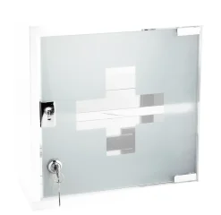 Meuble De Salle De Bains Faible Profondeur|MPGlass Armoire à pharmacie L.30 x H.30 x P.15 cm, acier + porte verre sablé, blanc, Siena
